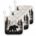 thumbnail image 1 of Rustic Bear Pot Holders for Kitchen Heatproof Potholder, 3 Pack Vintage Country Wildlife Forest Mountains Hot Pads Multipurpose Oven Pads Cloth Potholders Trivet for Cooking Baking, 1 of 8