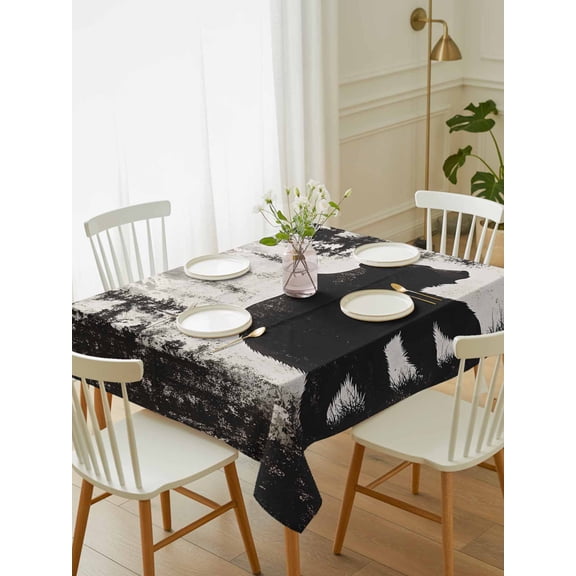 Rustic Bear Tablecloth Rectangle Table Cloth 60x84, Waterproof Tablecloth Outdoor Table Cloth, Vintage Country Wildlife Forest Mountains Washable Table Cover for Kitchen Dinning Party
