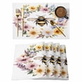 thumbnail image 1 of Rustic Bee Garland Placemats Set of 6 Spring Floral Watercolor Place Mats Indoor Wipeable Table Mats Washable Cloth Dining Table Placemats for Kitchen Holiday Party Home Decor 13x19 Inch, 1 of 9