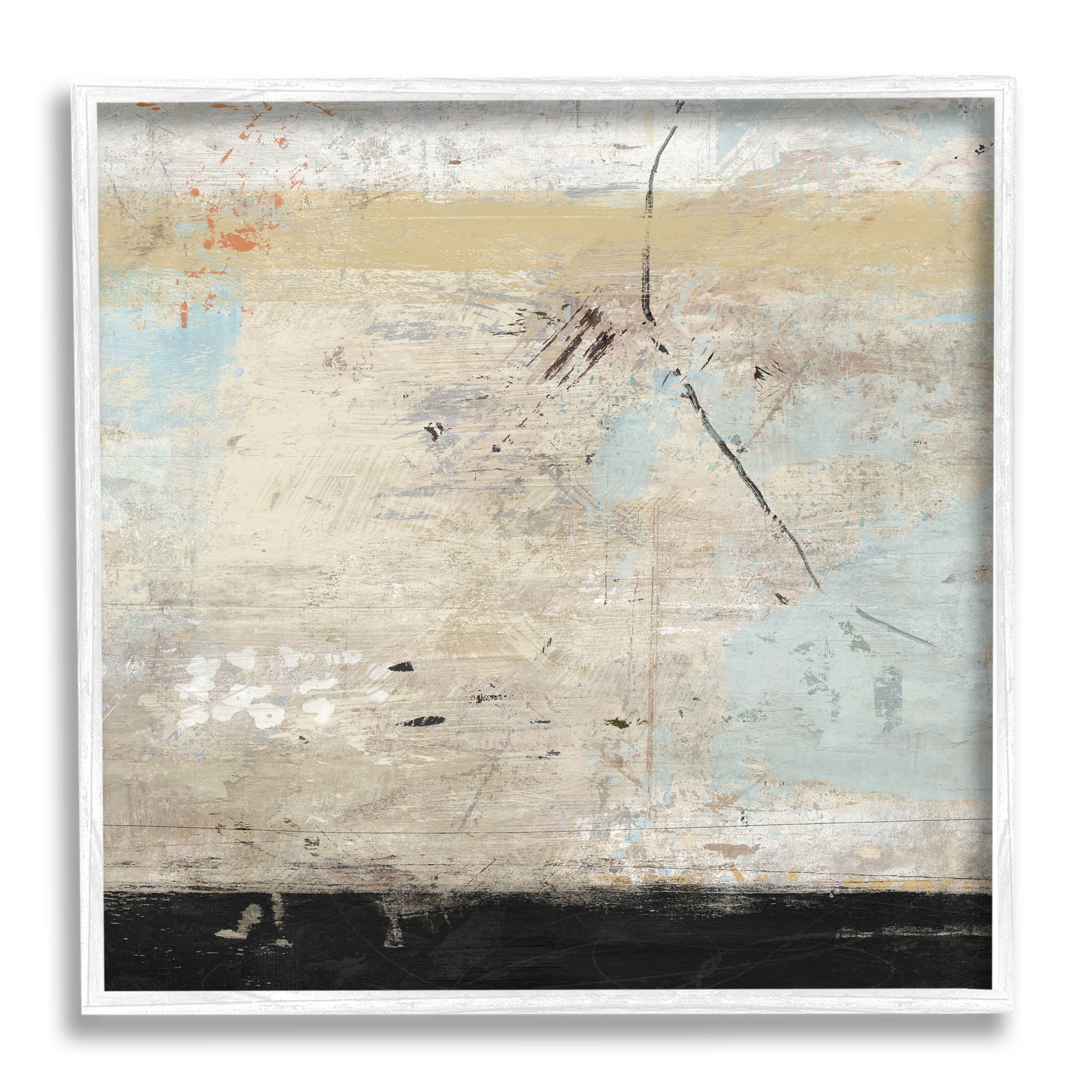 Rustic Beige Modern Composition Abstract Painting White Framed Art Print Wall Art