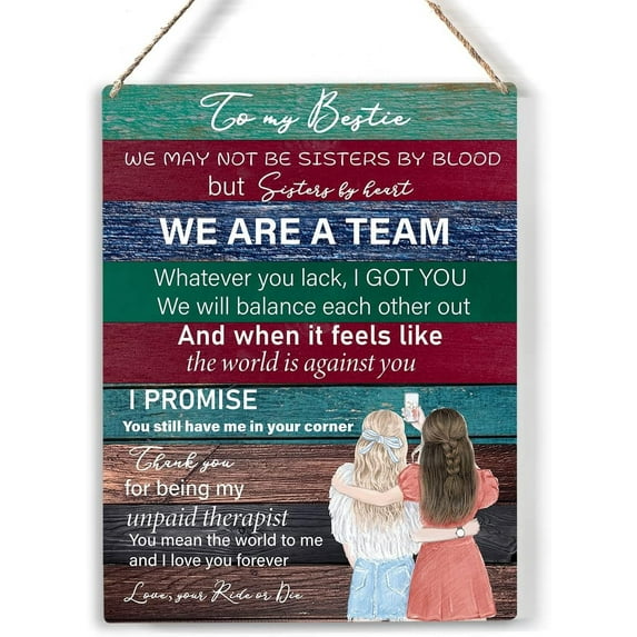 Rustic Bestie Wood Sign to My Bestie Wooden Signs Hanging Plaque Home Wall Art 8x10, Perfect Friendship Bestie Sign Wall Decor for Home Bedroom