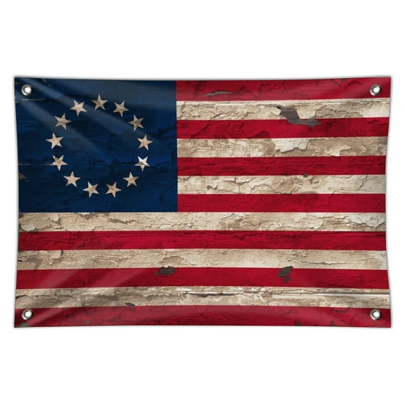 Rustic Betsy Ross 1776 Distressed American Flag Home Business Office Sign