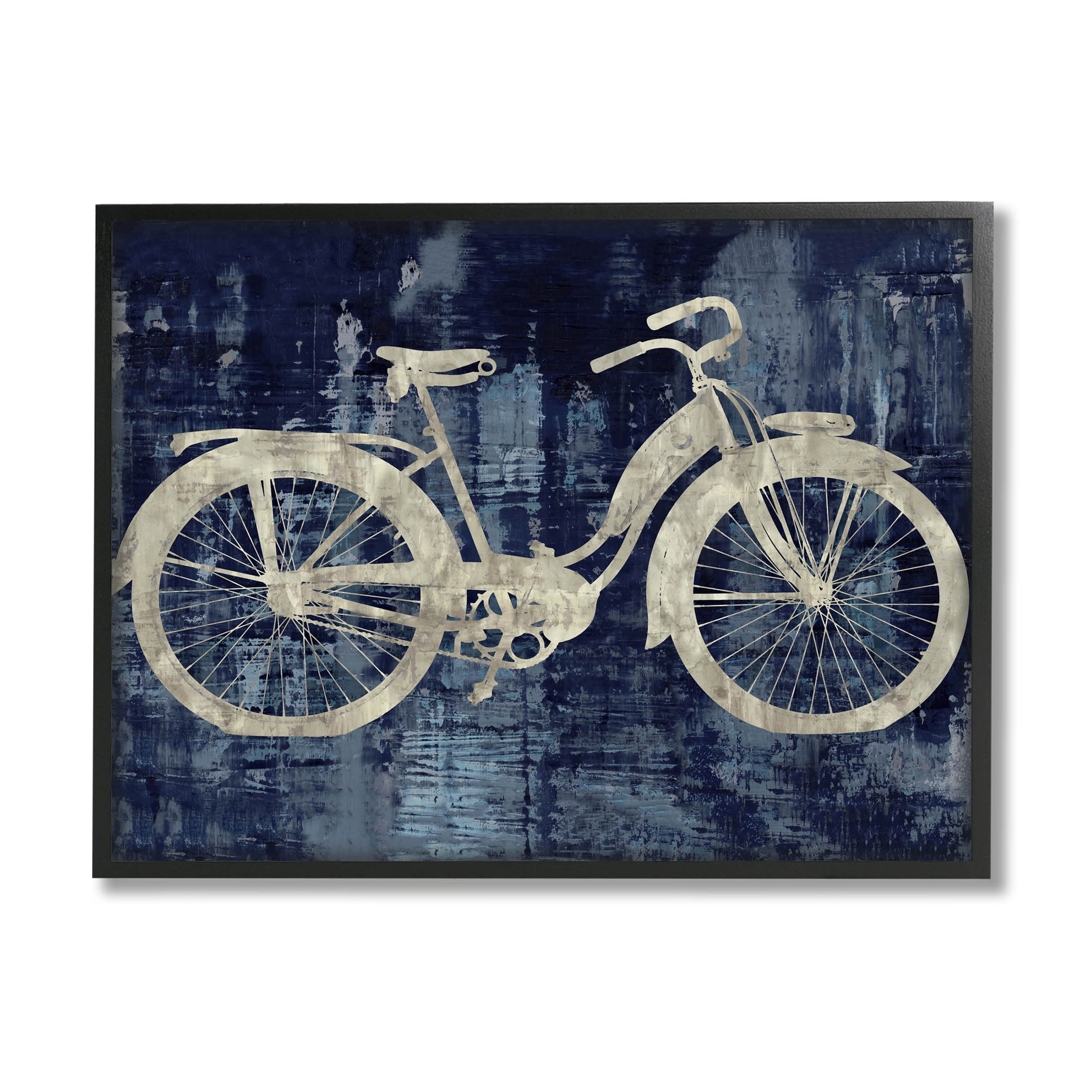 Rustic Bicycle Brushed Silhouette Transportation Graphic Art Black Framed Art Print Wall Art