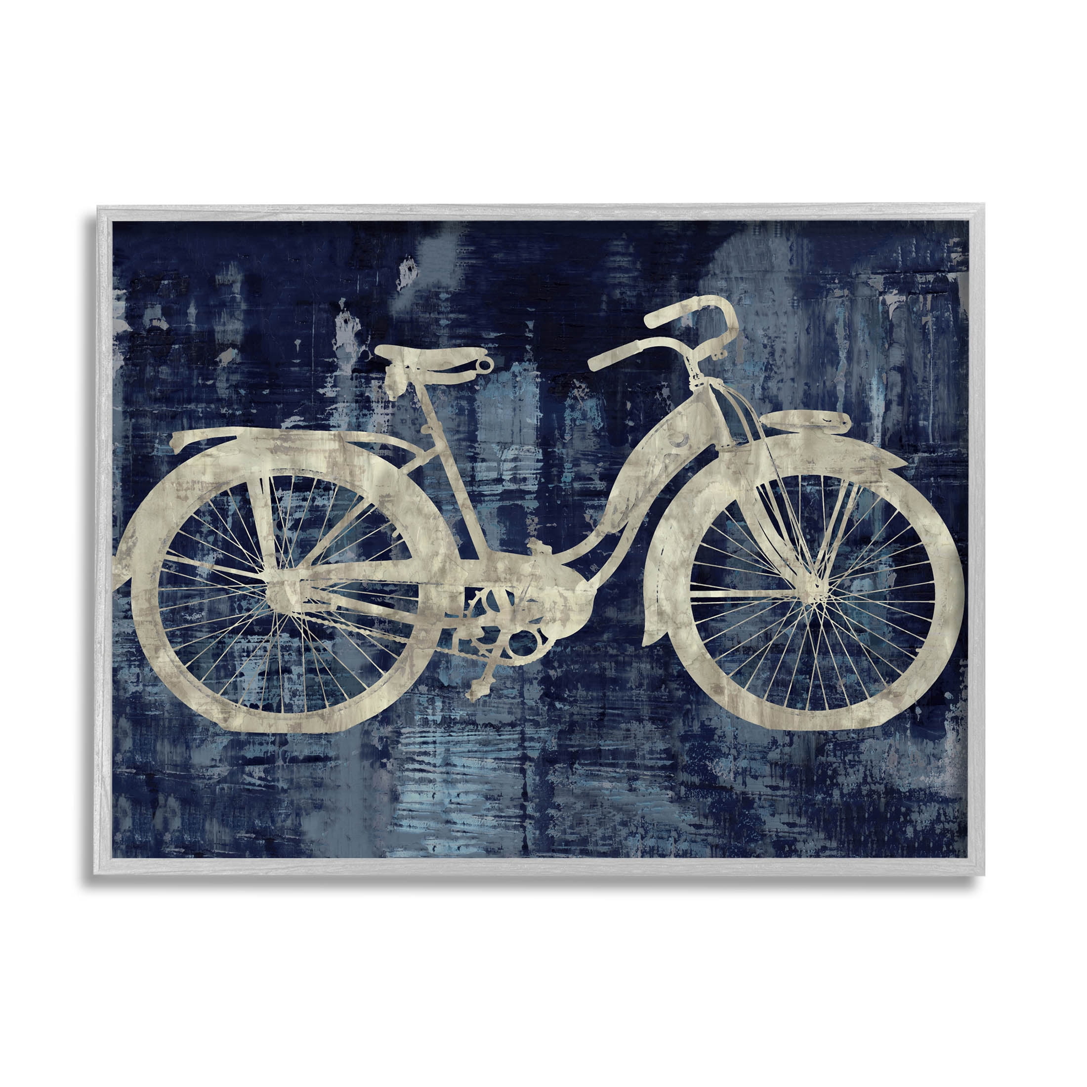 Rustic Bicycle Brushed Silhouette Transportation Graphic Art Gray Framed Art Print Wall Art