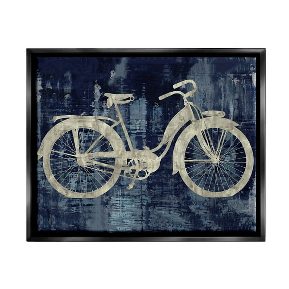 Rustic Bicycle Brushed Silhouette Transportation Graphic Art Jet Black Framed Art Print Wall Art