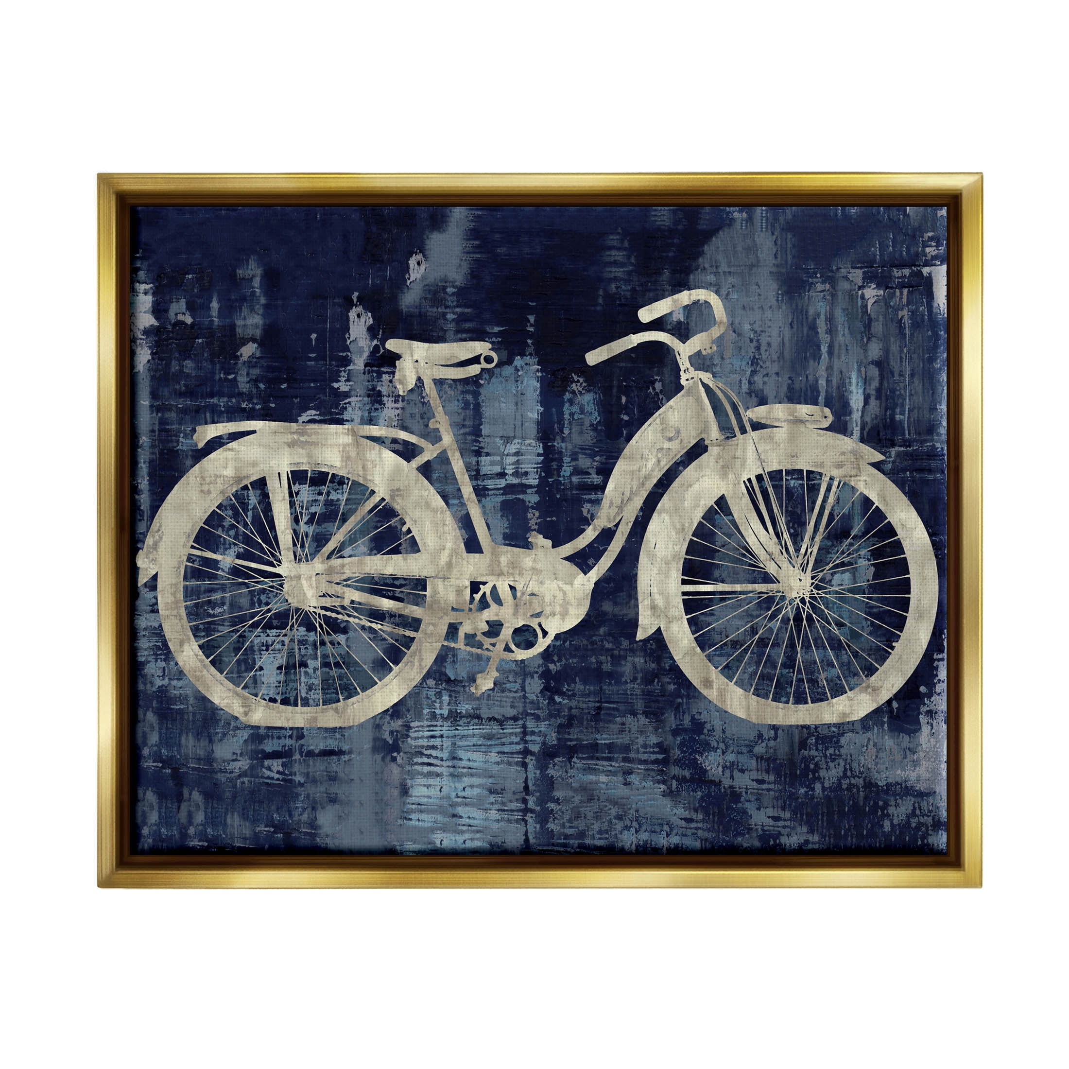 Rustic Bicycle Brushed Silhouette Transportation Graphic Art Metallic Gold Framed Art Print Wall Art