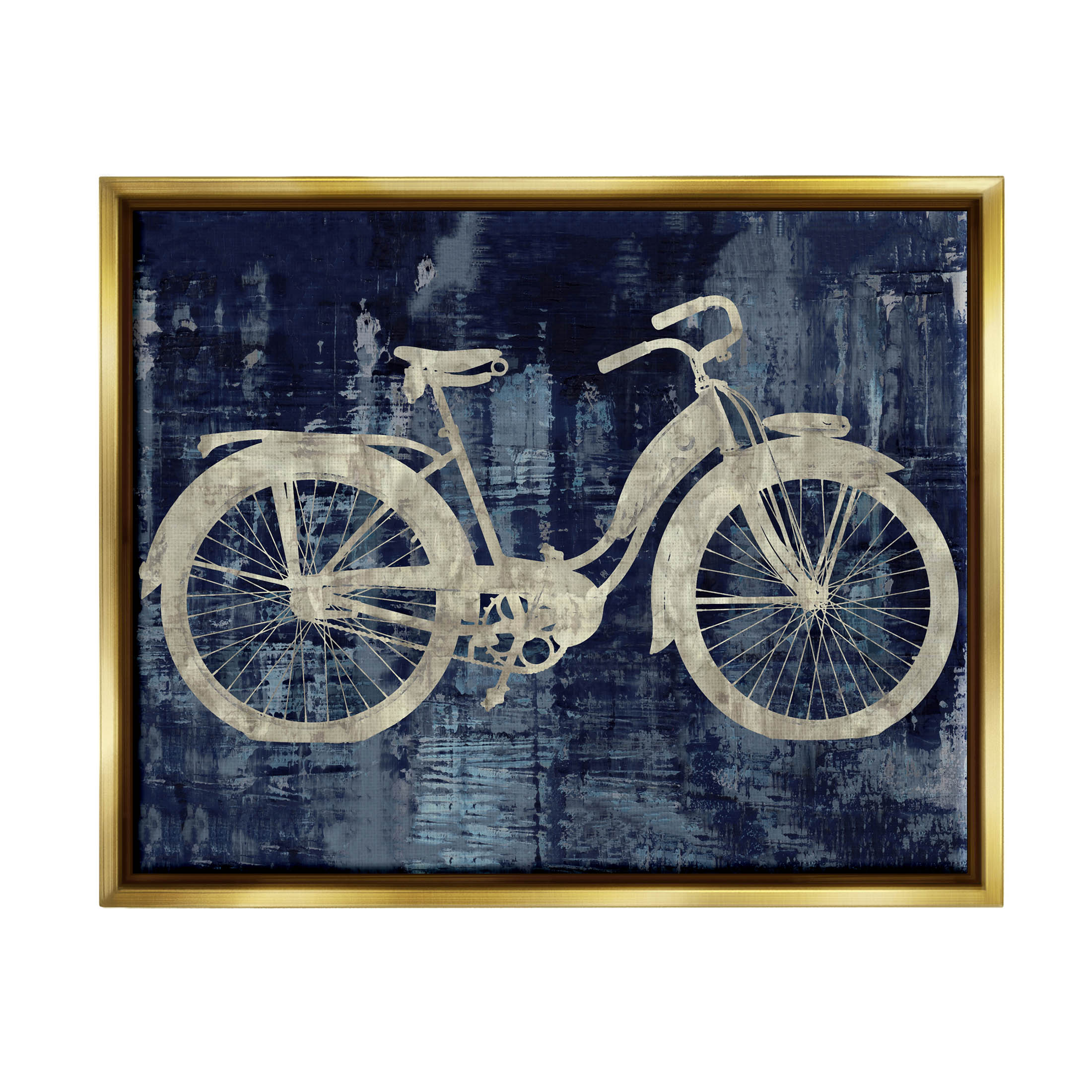 Rustic Bicycle Brushed Silhouette Transportation Graphic Art Metallic Gold Framed Art Print Wall Art