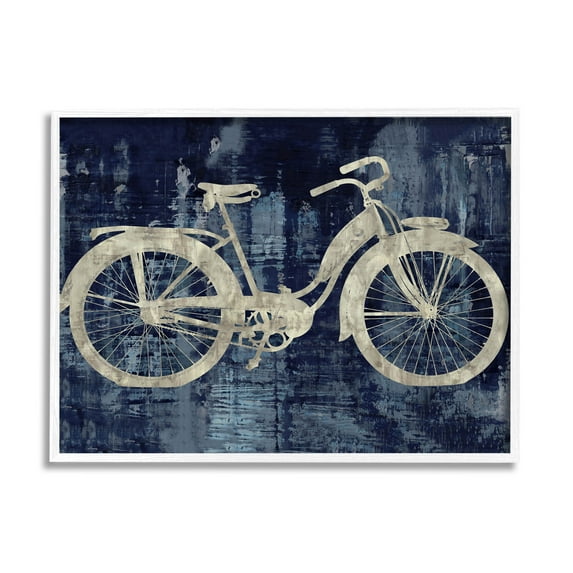Rustic Bicycle Brushed Silhouette Transportation Graphic Art White Framed Art Print Wall Art