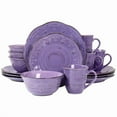 thumbnail image 1 of Rustic Birch Stoneware Dinnerware Set, Purple - 16 Piece, 1 of 1