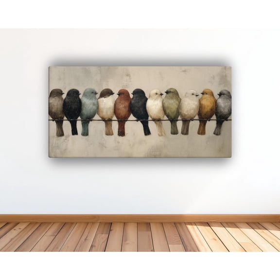 Rustic Birds Poster Earth Tone Farmhouse Wall Art Poster, Neutral Cottagecore Decor Poster for Living Room, Ready to Hang, Unframed Poster Size 24x36 F03.1.18l1261