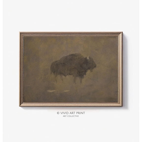 Rustic Bison Minimalist Wall Art, Vintage Farmhouse Wilderness Buffalo Home Decor, Vivid Art Print Ab-172 Wall Art, Modern Wall Decor, 12x18 UNFRAMED