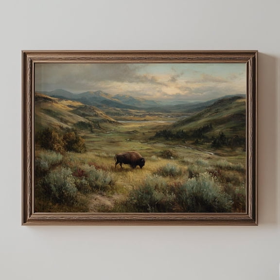 Rustic Bison Mountain Prairie Poster