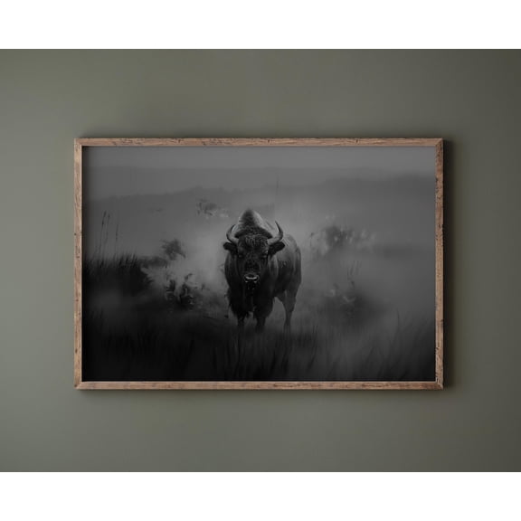 Rustic Bison Print Buffalo Wall Art Modern Farmhouse Decor