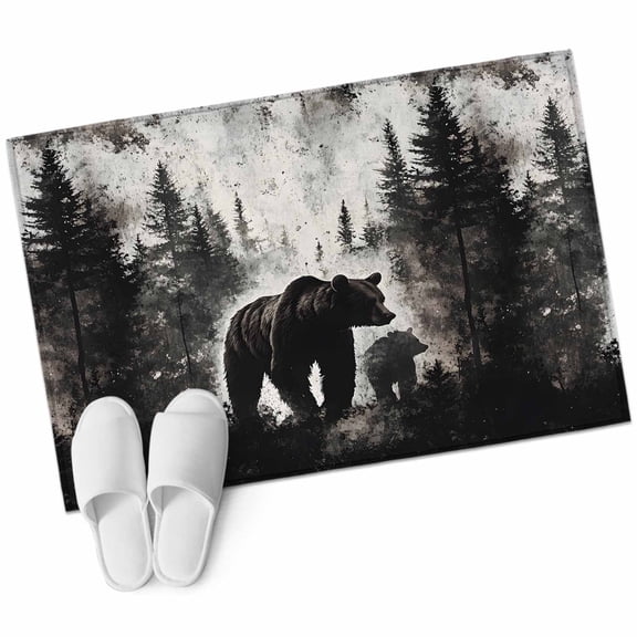 Rustic Black Bear Large Area Rugs for Bedroom Living Room, Soft Non Slip Carpet Bedside Rug, Country Cabin Forest Wildlife Rectangular Floor Cover Kitchen Accent Rug 2'x3' for Dining Room/Office