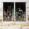 thumbnail image 1 of Rustic Black Floral Kitchen Curtains Flower Botanical Small Window Treatment Wildflower Spring Cafe Short Window Curtains for Bathroom Dining Laundry Room Leaf Treatment Drapes 27.5x39 inch, 1 of 6