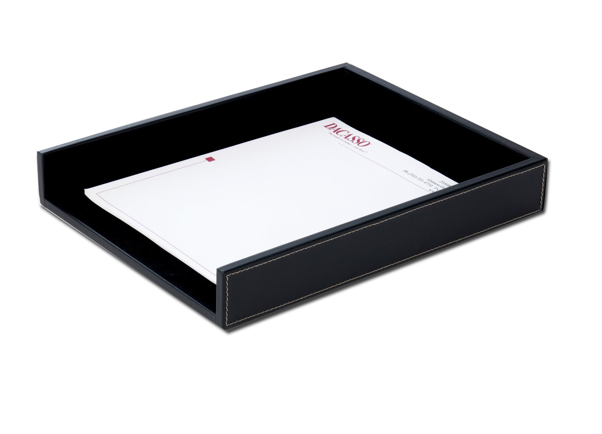 Rustic Black Leather Letter Tray