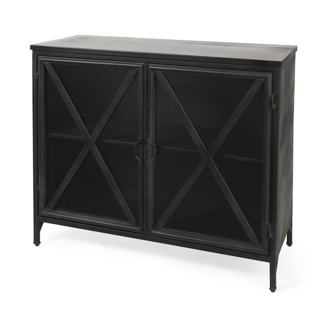 Rustic Black Metal Cabinet With Glass Doors Rustic Black Metal Cabinet With Glass Doors