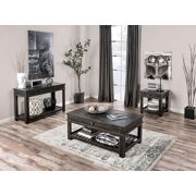 Rustic Black Solid Wood Brazilian Pine Coffee Table Set 3pcs FOA McAllen