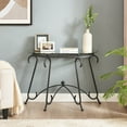 thumbnail image 1 of Rustic Black Sturdy Console Coffee Table Tempered Glass Surface for Living Room, 1 of 9