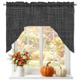 thumbnail image 1 of Rustic Black Swag Valances for Windows, Small Curtains Drapes, Farmhouse Solid Color Kitchen Window Curtains Over Sink Rod Pocket Window Treatment Valance for Bedroom/Bathroom 56"x36", 1 of 8