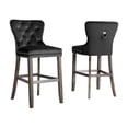 thumbnail image 1 of Rustic Black Velvet Bar Stools with Chrome Handle and Footrest (Set of 2), 1 of 2