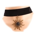 thumbnail image 1 of Rustic Black Velvet Choker Necklace with Bronze Sun Charm for Teens and Adults Female, 1 of 2