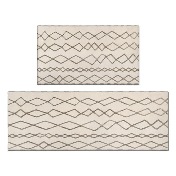 Rustic Black & White Farmhouse Moroccan Throw Rug - Non-Slip, Washable, Soft Low-Pile Kitchen Rug with Rubber Backing - Ideal for Front Door Entries