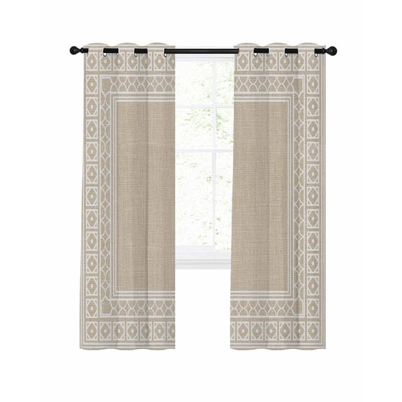 Rustic Blackout Curtains for Bedroom Living Room, Boho Diamond Pattern Border Southwestern 45 In Long Thermal Insulated Room Darkening Drapes Grommet Window Treatments, 42 x 45 In
