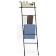 thumbnail image 1 of Rustic Blanket Ladder Rack Decorative Ladder Rack with Storage Shelf Black, 1 of 6