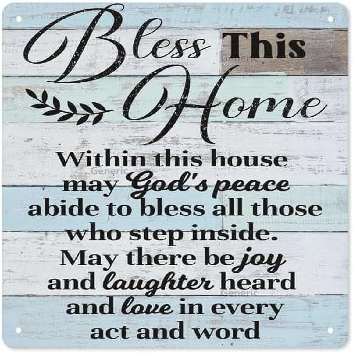 Rustic Blessing Quote Decor Sign, Bless This Home Within This House Printed Sign Wall Art, Hanging Door Sign, Housewarming Decorative Sign Home Decor Metal Tin Sign Wall Decor 8 * 8 in