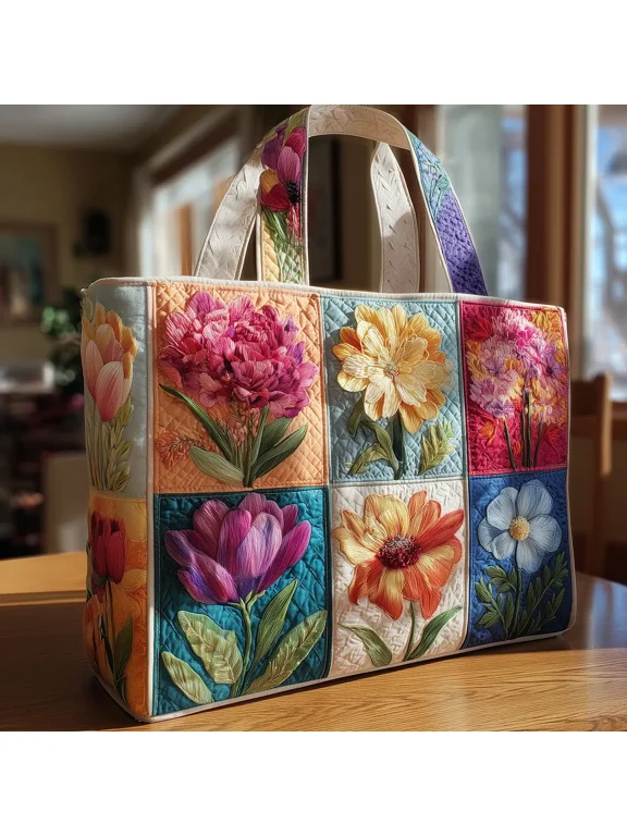 Rustic Bloom Quilted Tote Bag GFTOTP9178