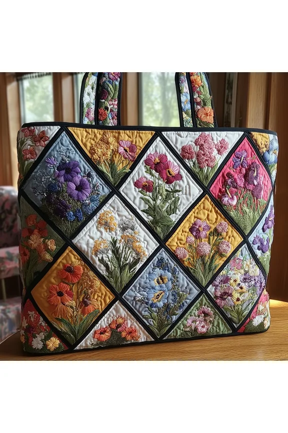 Rustic Bloom Quilted Tote Bag