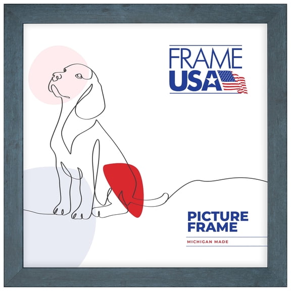 16x16 Picture Frame, Blue Rustic I 26003, 1.25 Inch MDF with Plexiglass, Wall Display