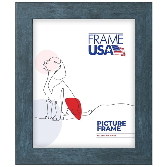 24x32 Picture Frame, Blue Rustic I 26003, 1.25 Inch MDF with Plexiglass, Wall Display