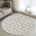 thumbnail image 1 of Rustic Blue Leaves Round Area Rug 4 FT, Non Slip Indoor Outdoor Rug, Farmhouse Botanical Beige Washable Soft Circular Carpet Non-Shedding Floor Mat for Coffee Table Nursery Foyer Balcony, 1 of 8
