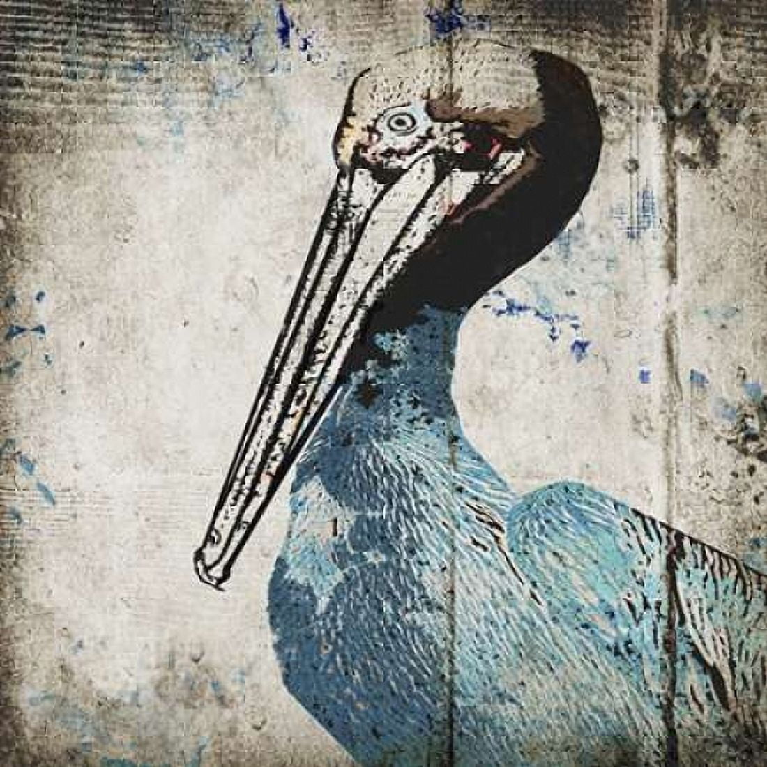 Rustic Blue Pelican Canvas Art - Sarah Ogren (24 x 24)