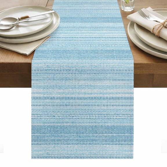 Rustic Blue Table Runner Farmhouse Vertical Striped Art Tablerunners 13 x 36 Inch, Table Decorations Tabletop Scarf for Summer Gathering Holiday Farmhouse Kitchen Dining Decor