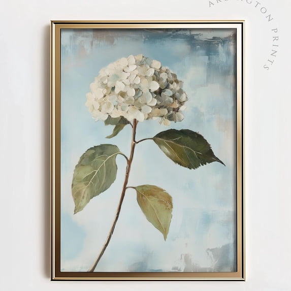 Rustic Blue White Hydrangea Wall Art Prints, Farmhouse Botanical ...