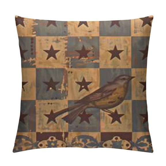 Rustic Body Pillow Cover,Primitive Crow Pocket Star Vine Country,Farmhouse Long Pillow Case Protector with Zipper Decorative Soft Rectangle Bed Pillowcases for Bedroom,Couch,Home GiftsBrown