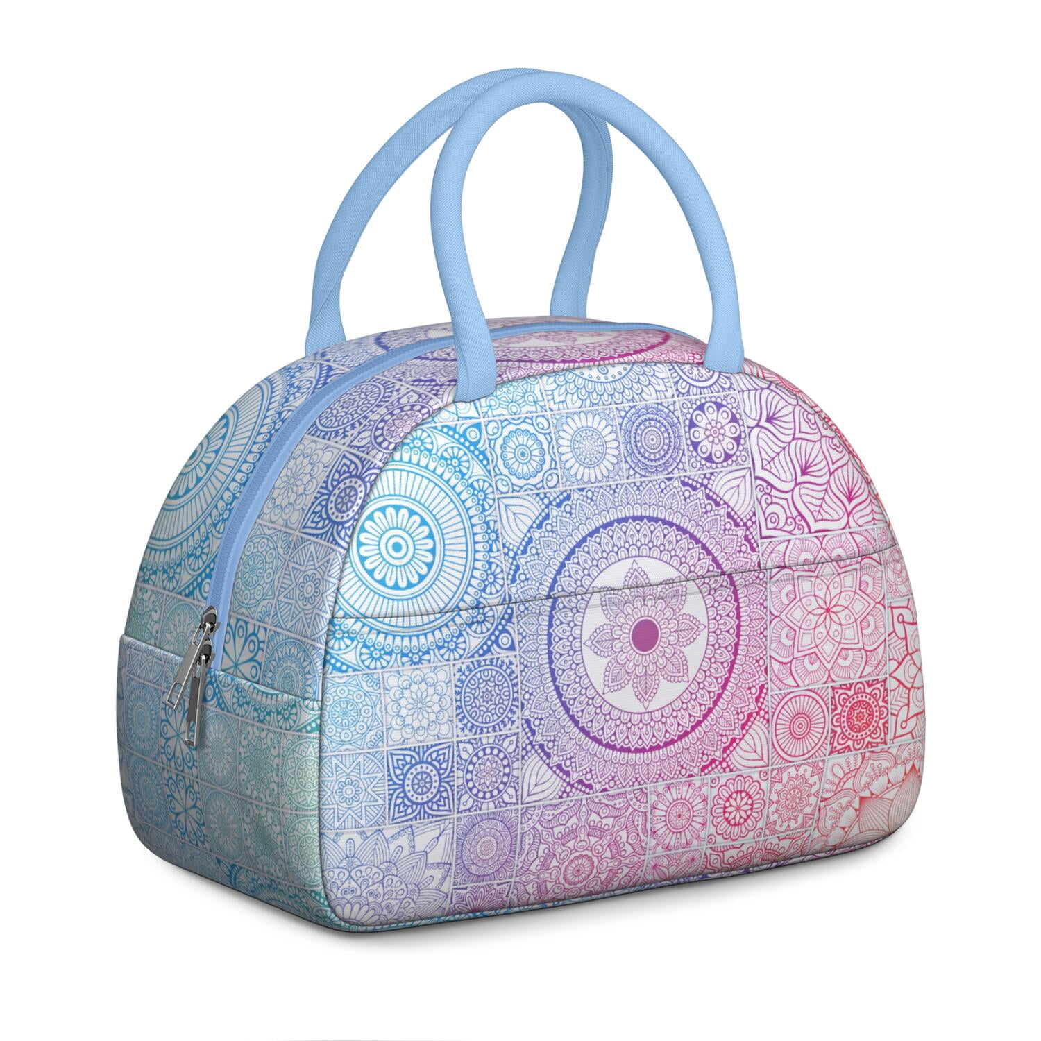 Rustic Bohemian Lunch Tote for Women, Ethnic Style Insulated Lunch Bag with Retro Hippie Patterns, Reusable Leakproof Cooler for Office or Picnic Use