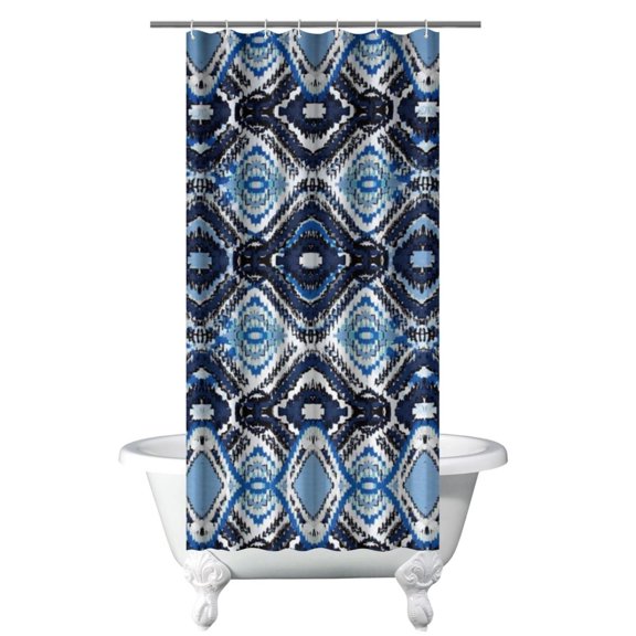 Rustic Bohemian Shower Curtain 36x72 Inches Quick-Dry Bathroom Curtain with Plastic Hooks and Ethnic Patterns