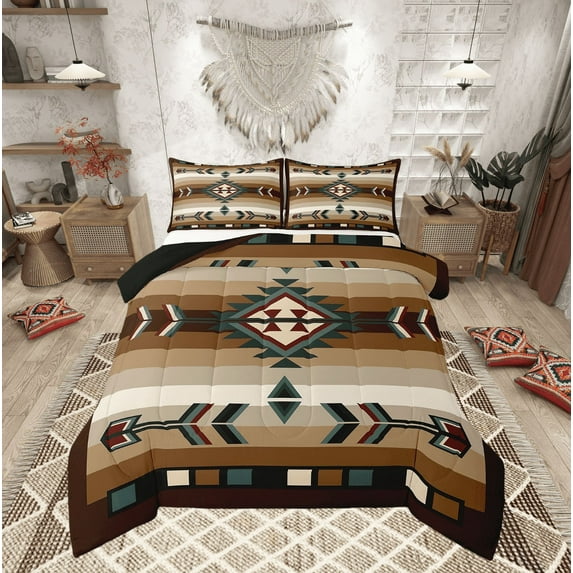Rustic Bohemian Twin Comforter Set American Southwestern Bedding Set Boho Western Aztec Exotic Bed Comforter Sets Men Vintage Country Farmhouse Quilt Duvet 2 Pcs