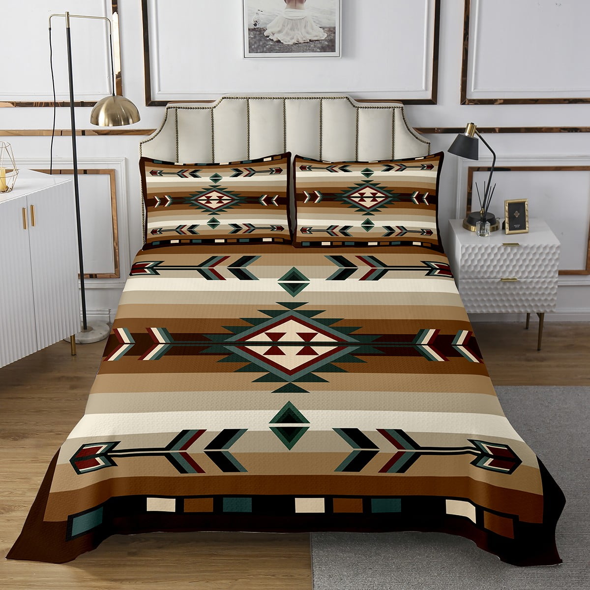 Rustic Bohemian Twin Quilt Set American Southwestern Bedspread Set Boho ...