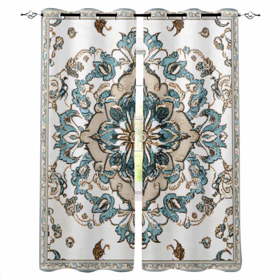 Rustic Boho Blackout Curtains for Bedroom Living Room Darkening Curtains 84 Inch Length 2 Panels Set Southwest Aztec Abstract Pattern Aesthetic Window Curtain Window Treatment Grommet Drapes 42"x84"