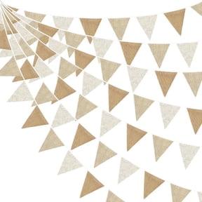 Rustic Boho Burlap Banner Burlap Triangle Pennant Flag Linen Bunting Garland Streamers for Birthday Wedding Baby Shower Engagement Camping Rustic Boho Spring Holidays Graduation Party Decorations