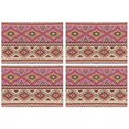 thumbnail image 1 of Rustic Boho Flax Placemats Set of 4, 12x18 Inch Exotic Floral Pattern Table Mats, Washable Ethnic Vintage Decor for Tribal Folk Style Kitchen or Earthy Dining Room, 1 of 6