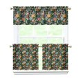 thumbnail image 1 of Rustic Boho Kitchen Curtains 24 Inch - 3 Panel Vintage Floral Set with Blooming Wildflowers, Farmhouse Rod Pocket Window Treatment, 1 of 6