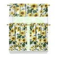 thumbnail image 1 of Rustic Boho Kitchen Curtains 36 Inch - 3 Panel Vintage Floral Set with Blooming Wildflowers, Farmhouse Rod Pocket Window Treatment for Summer, 1 of 6