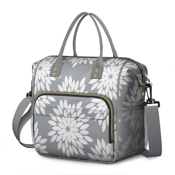 Rustic Boho Lunch Cooler Tote, Waterproof Insulated Lunch Bag with Multi Pockets, Dual Compartments, and Vintage Style for Office or Gift Use