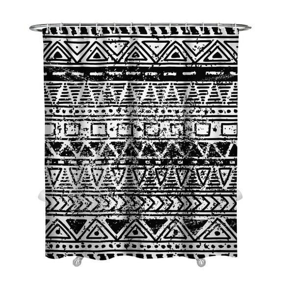 Rustic Boho Shower Curtain 72x84 Inches Bathroom Curtain Quick-Drying Polyester with Plastic Hooks Vintage Tribal Decor